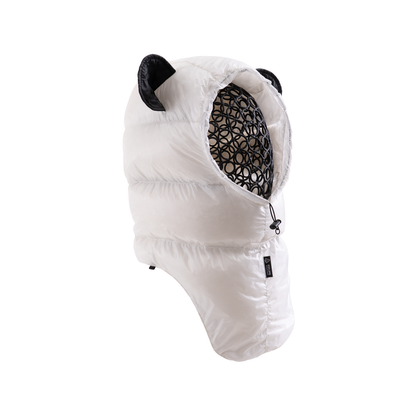 Iceflame Hyperlite Down Hood white with black ear panels