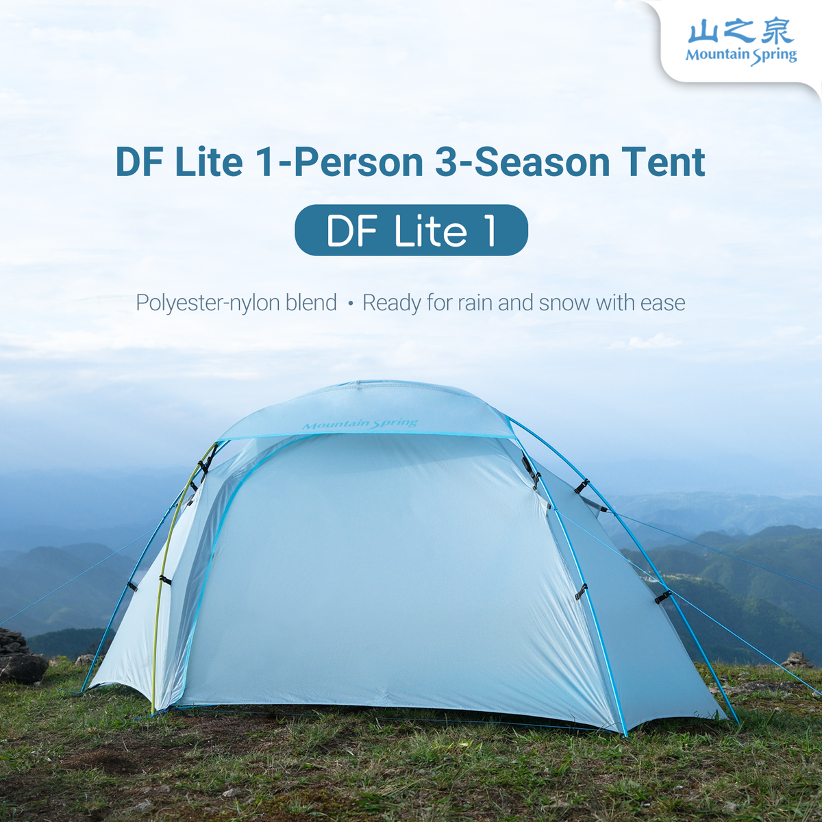 Mountain Spring DuFeng Lite 1P tent pitched on a mountain ridge