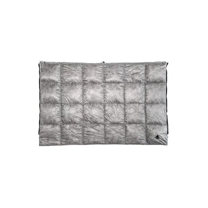Iceflame NXT down blanket in grey quilted flat lay