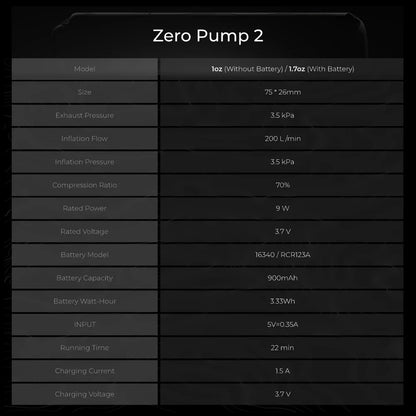 Flextail Zero Pump 2 specifications