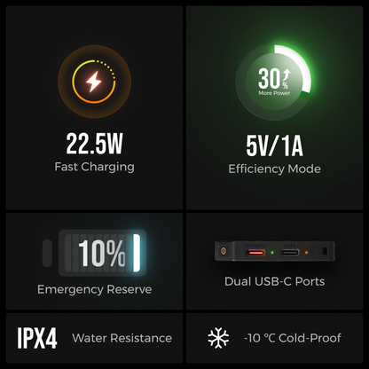 Flextail ZERO POWER power bank – charging features graphic
