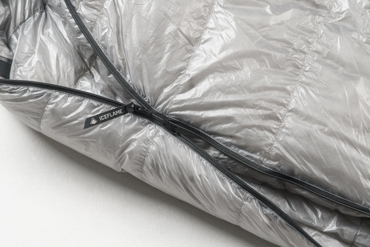 Iceflame Corelite sleeping bag – grey back view