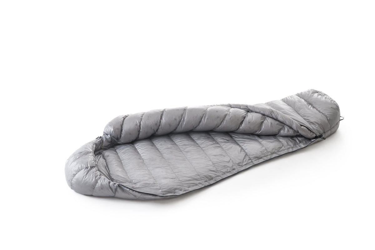Iceflame mummy sleeping bag – grey hood close-up