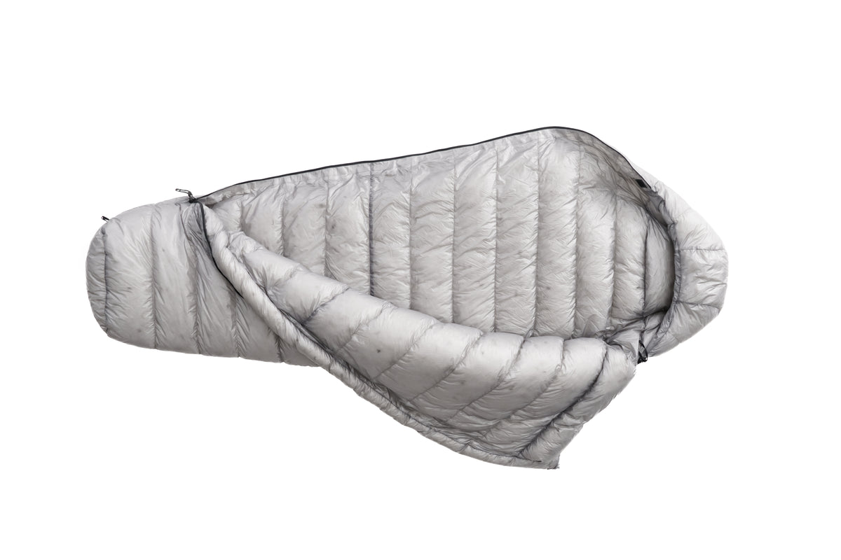 Iceflame lightweight sleeping bag – yellow zip close-up
