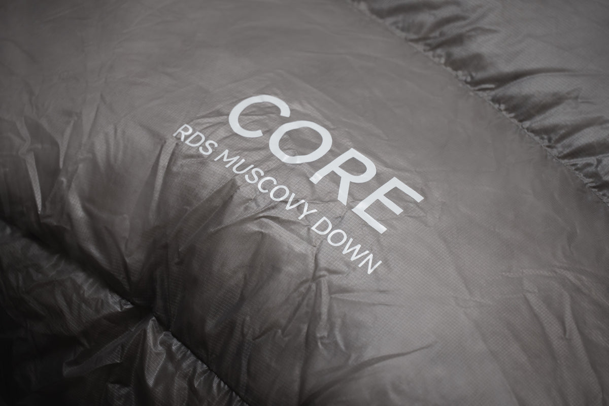 Iceflame down sleeping bag – grey back view