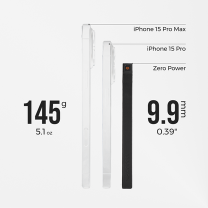 Flextail ZERO POWER power bank – thickness comparison graphic