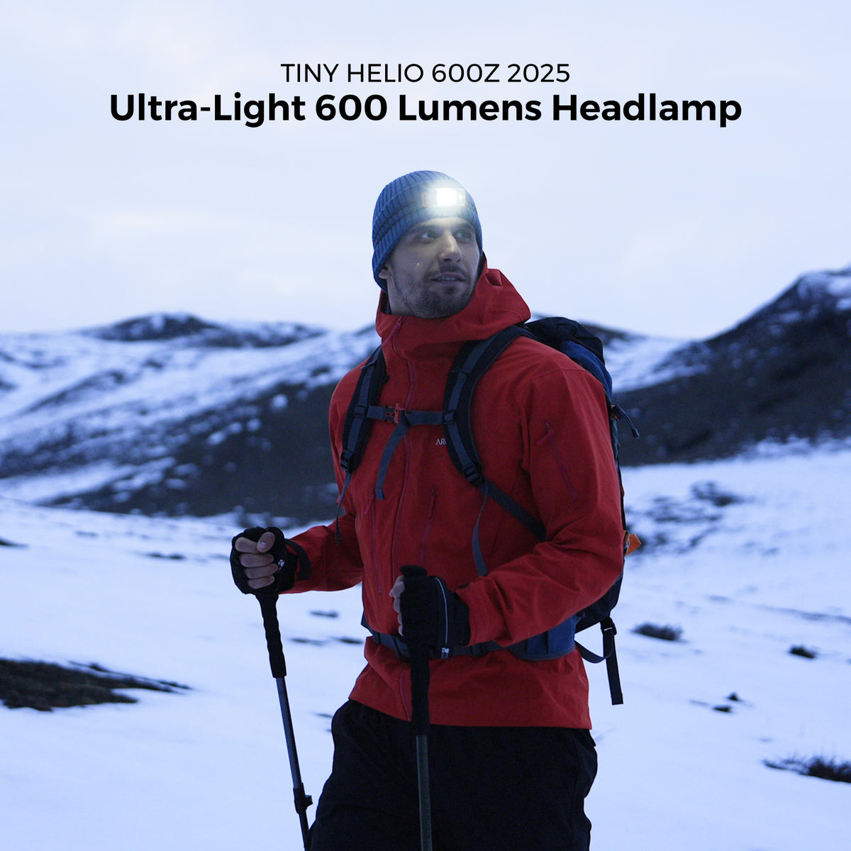 Flextail Tiny Helio 600Z head torch – snowy hiking use