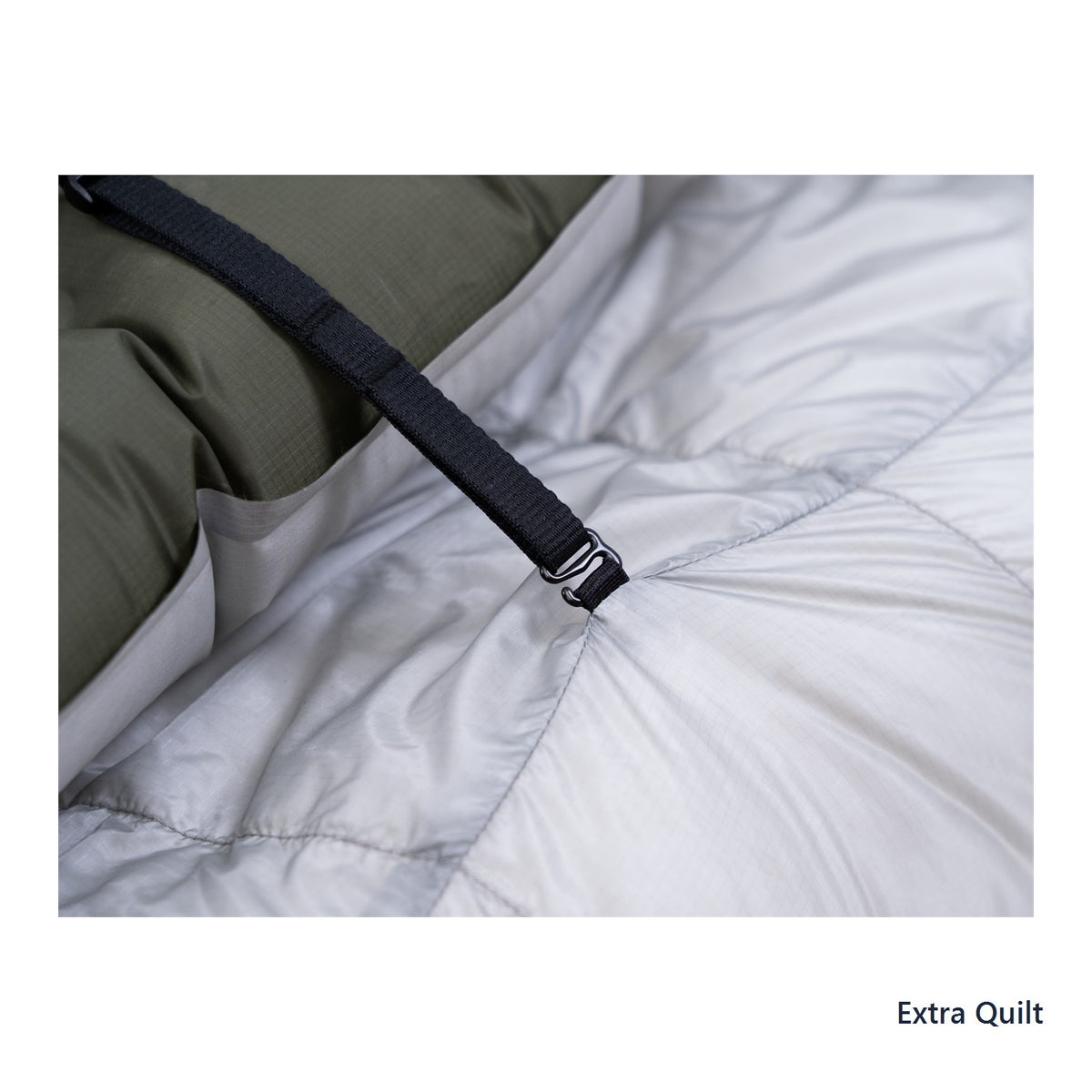 Iceflame Extra Quilt strap attachment on the down quilt