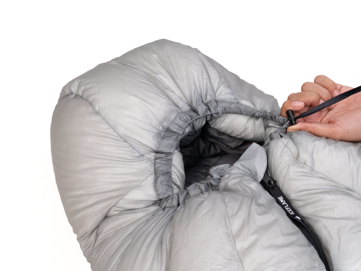 Iceflame Flame EX winter sleeping bag – hood drawcord detail