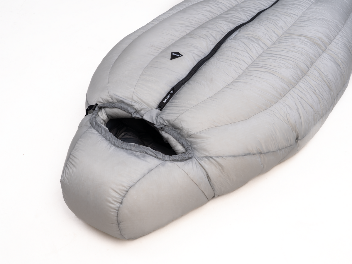 Iceflame Flame EX mummy sleeping bag – hood and zip detail