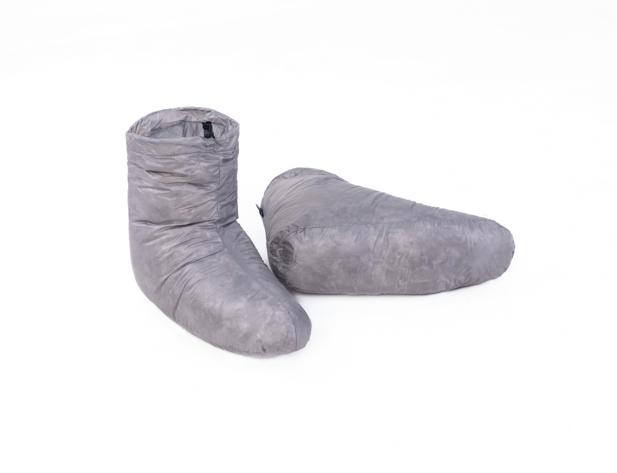 Iceflame down socks – grey pair sole view
