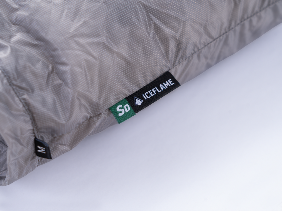 Iceflame down socks – grey pair with stuff sack