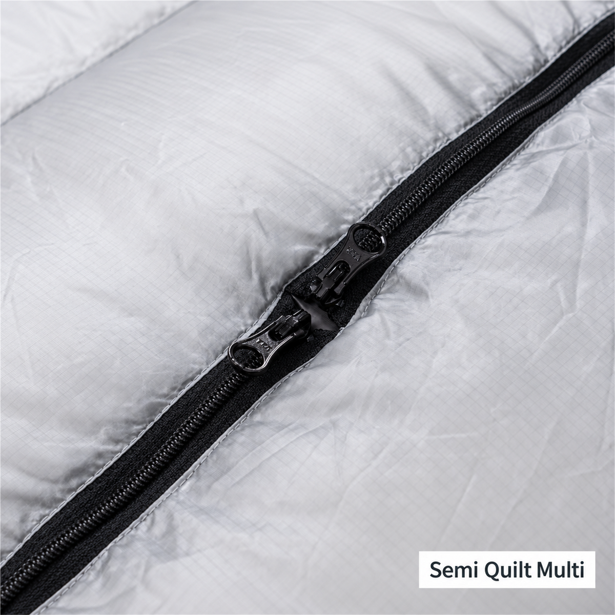 Close-up of Iceflame Semi Quilt Multi zip fastening
