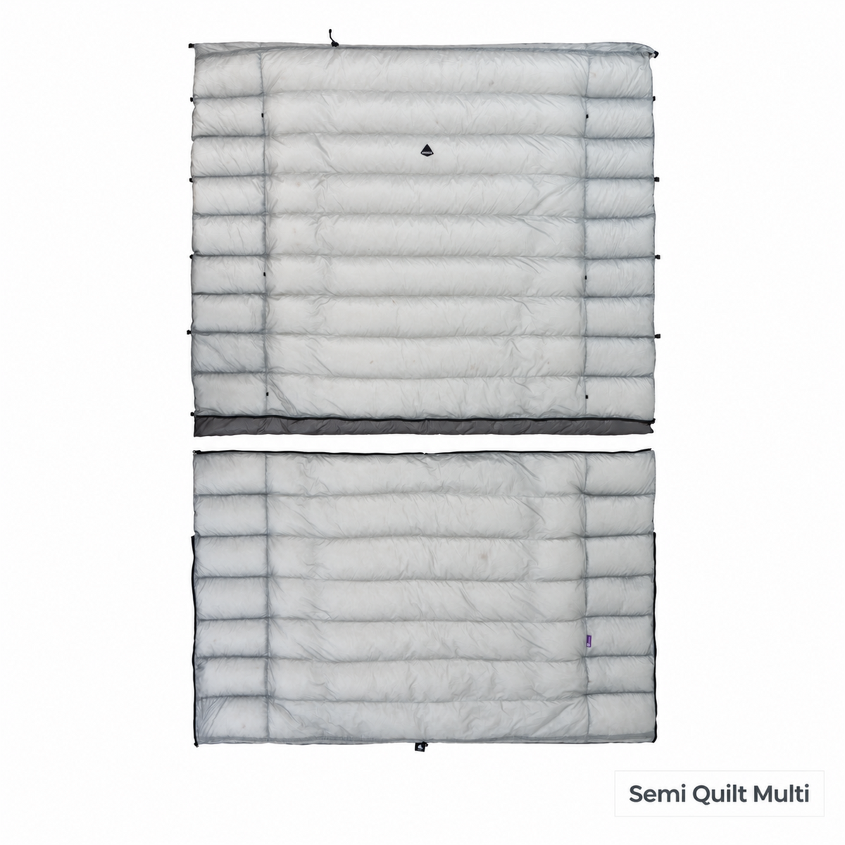 Iceflame Semi Quilt Multi shown separated into two quilt sections