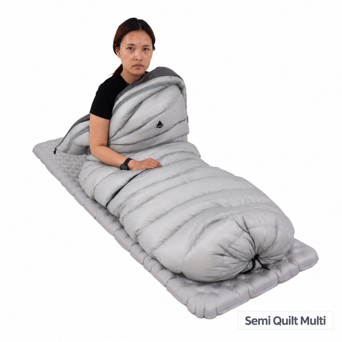 Iceflame Extra Quilt used as a quilt sleeping bag on a mat