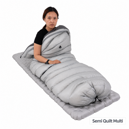 Iceflame Extra Quilt used as a quilt sleeping bag on a mat