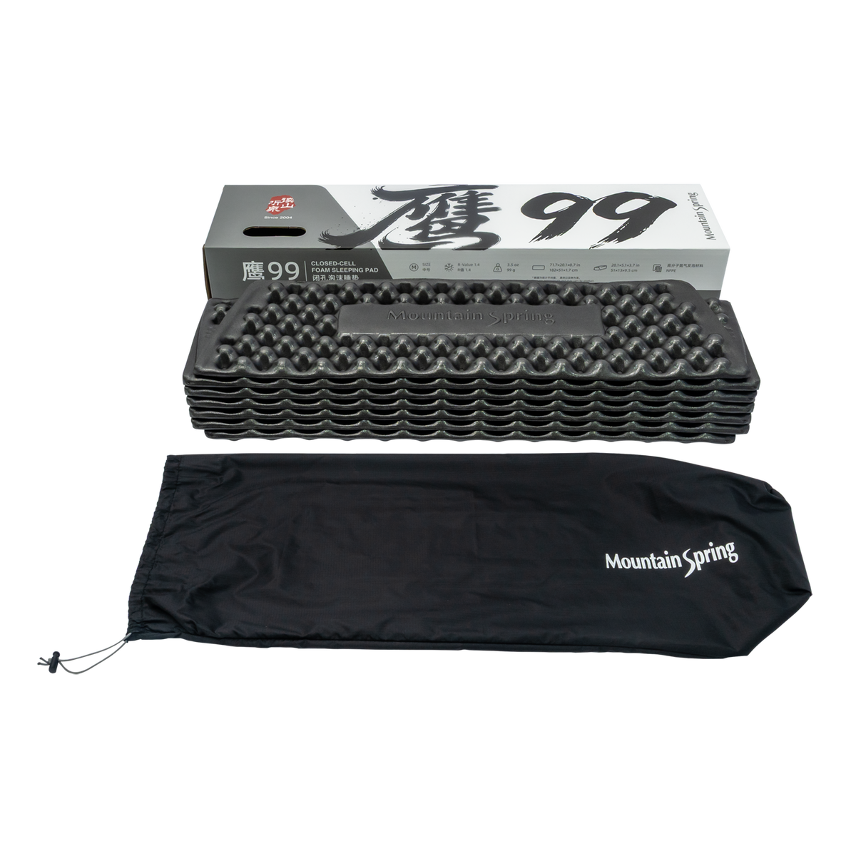 Mountain Spring Ying closed cell foam mat – packed product stack