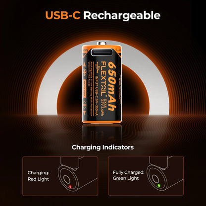 Flextail ZERO rechargeable lithium-ion battery – USB-C charging indicator