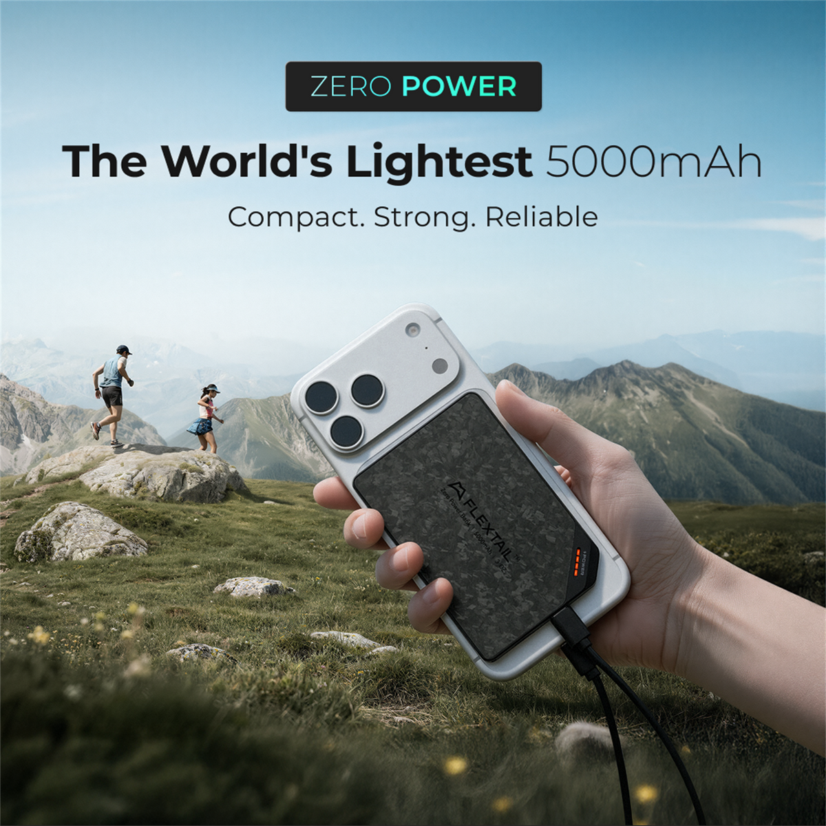 Flextail ZERO POWER 5000mAh power bank in outdoor use