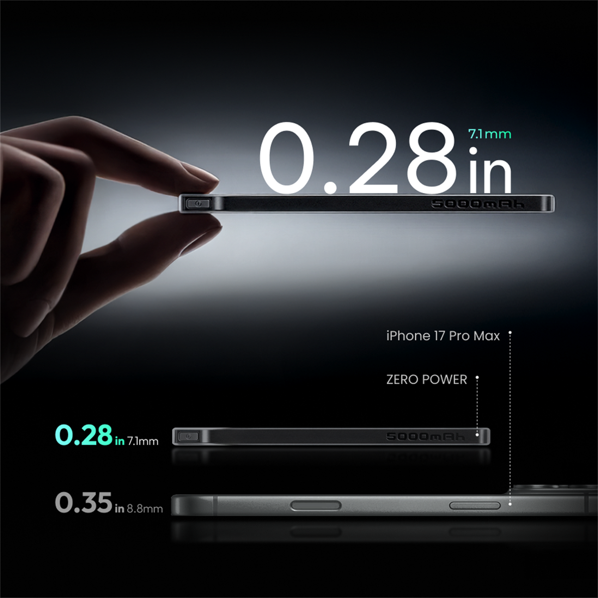 Flextail ZERO POWER power bank 0.28 inch thin profile