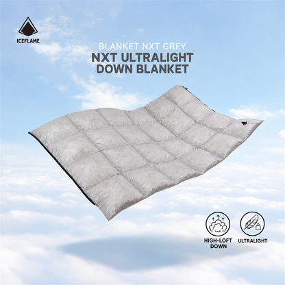 Iceflame NXT down blanket on cloud graphic