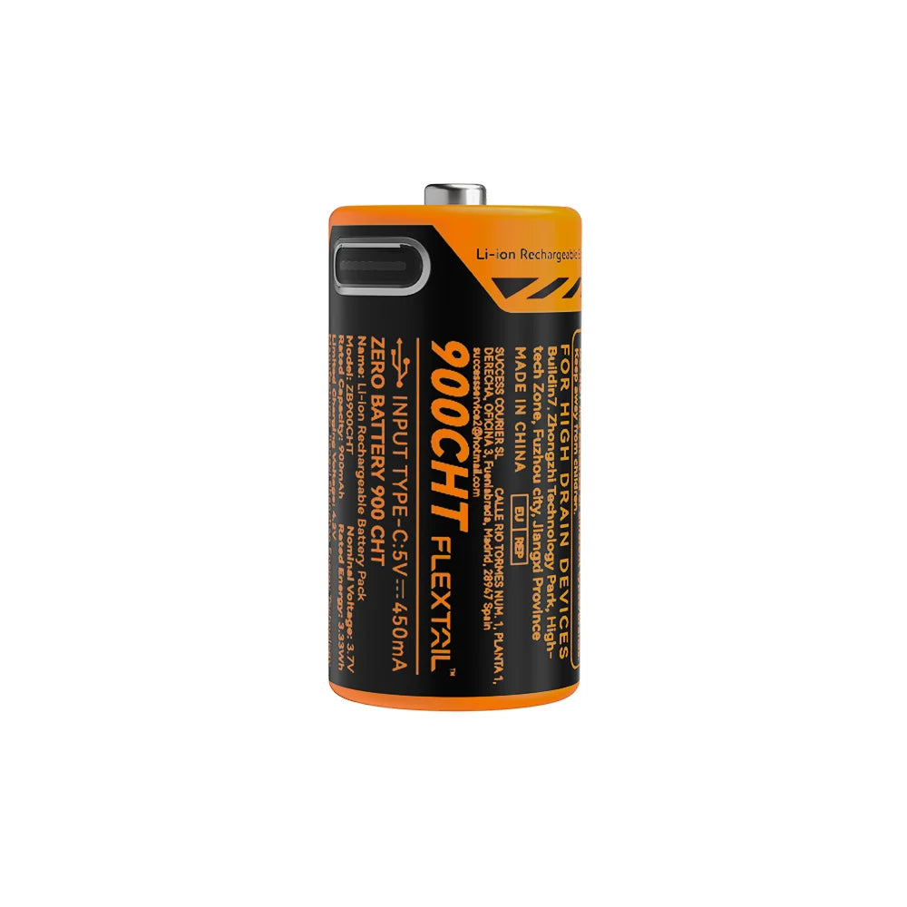 Flextail ZERO Battery 900CHT rechargeable lithium-ion battery – orange front view